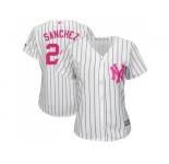 Women's New York Yankees #24 Gary Sanchez White Strip Mother's Day Cool Base Stitched MLB Jersey