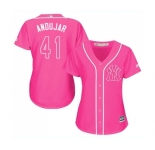 Women's New York Yankees #41 Miguel Andujar Authentic Pink Fashion Cool Base Baseball Jersey