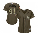 Women's New York Yankees #41 Randy Johnson Authentic Green Salute to Service Baseball Jersey