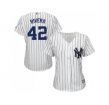 Women's New York Yankees #42 Mariano Rivera White Strip Fashion Stitched MLB Jersey