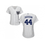 Women's New York Yankees #44 Reggie Jackson White Strip Home Stitched MLB Jersey