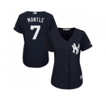 Women's New York Yankees #7 Mickey Mantle Navy Blue Alternate Stitched MLB Jersey