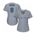 Women's New York Yankees #8 Yogi Berra Authentic Grey Road Baseball Jersey