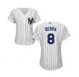 Women's New York Yankees #8 Yogi Berra Authentic White Home Baseball Jersey