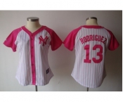 women mlb jerseys new york yankees #13 rodriguez white pink[2012]