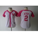 women mlb jerseys new york yankees #2 jeter whitepink[2012]