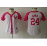 women mlb jerseys new york yankees #24 cano white pink[2012]