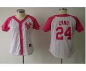 women mlb jerseys new york yankees #24 cano white pink[2012]