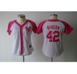women mlb jerseys new york yankees #42 rivera white pink[2012]