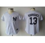 women mlb new york yankees #13 rodriguez white[black strip]