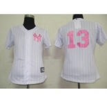 women mlb new york yankees #13 rodriguez white[pink strip]