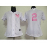women mlb new york yankees #2 derek jeter white [pink strip]
