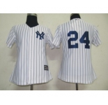women mlb new york yankees #24 robinson cano white[black strip]