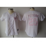 women mlb new york yankees #25 teixeira white[pink strip]