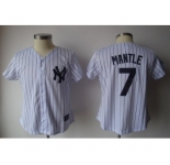 women mlb new york yankees #7 mantle white[black strip]
