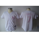 women mlb new york yankees #7 mantle white[pink strip]