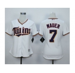 MLB Women Minnesota Twins #7 Joe Mauer White jerseys