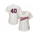 Women Majestic Minnesota Twins #40 Bartolo Colon Authentic Cream Alternate Cool Base MLB Jersey