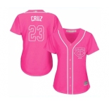 Women's Minnesota Twins #23 Nelson Cruz Authentic Pink Fashion Cool Base Baseball Jersey