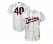 Youth Majestic Minnesota Twins #40 Bartolo Colon Authentic Cream Alternate Cool Base MLB Jersey