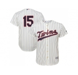 Youth Minnesota Twins #15 Glen Perkins Cream Strip Cool Base Stitched MLB Jersey