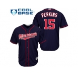 Youth Minnesota Twins #15 Glen Perkins Navy blue Cool Base Stitched MLB Jersey