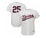 Youth Minnesota Twins #25 Byron Buxton Cream Strip Cool Base Stitched MLB Jersey