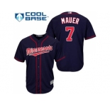Youth Minnesota Twins #7 Joe Mauer Stitched Navy Blue Cool Base MLB Jersey
