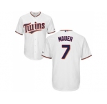 Youth Minnesota Twins #7 Joe Mauer White Cool Base Stitched MLB Jersey