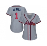 Women Atlanta Braves #1 Ozzie Albies Grey Road Stitched MLB Jersey