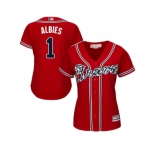 Women Atlanta Braves #1 Ozzie Albies Red Alternate Stitched MLB Jersey
