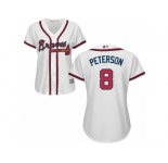 Women Atlanta Braves #8 Jace Peterson Majestic White Authentic Cool base Jersey