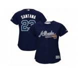 Women Majestic Atlanta Braves #23 Danny Santana Authentic Blue Alternate Road Cool Base MLB Jersey