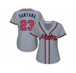 Women Majestic Atlanta Braves #23 Danny Santana Authentic Grey Road Cool Base MLB Jersey