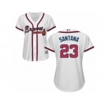 Women Majestic Atlanta Braves #23 Danny Santana Replica White Home Cool Base MLB Jersey