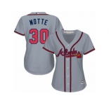 Women Majestic Atlanta Braves #30 Jason Motte Authentic Grey Road Cool Base MLB Jersey