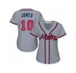 Women's Atlanta Braves #10 Chipper Jones Grey Road Stitched MLB Jersey
