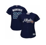 Women's Atlanta Braves #22 Nick Markakis Navy Blue Alternate Stitched MLB Jersey