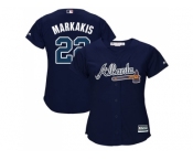Women's Atlanta Braves #22 Nick Markakis Navy Blue Alternate Stitched MLB Jersey