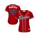 Women's Atlanta Braves #22 Nick Markakis Red Alternate Stitched MLB Jersey