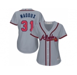 Women's Atlanta Braves #31 Greg Maddux Grey Road Stitched MLB Jersey