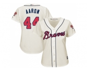Women's Atlanta Braves #44 Hank Aaron Cream Alternate Stitched MLB Jersey