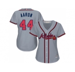 Women's Atlanta Braves #44 Hank Aaron Grey Road Stitched MLB Jersey