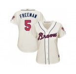 Women's Atlanta Braves #5 Freddie Freeman Cream Alternate Stitched MLB Jersey