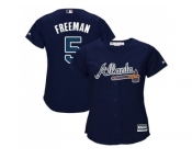 Women's Atlanta Braves #5 Freddie Freeman Navy Blue Alternate Stitched MLB Jersey