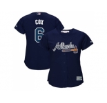 Women's Atlanta Braves #6 Bobby Cox Navy Blue Alternate Stitched MLB Jersey