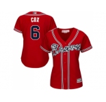 Women's Atlanta Braves #6 Bobby Cox Red Alternate Stitched MLB Jersey