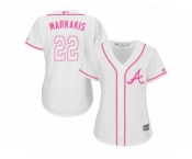 Women's Majestic Atlanta Braves #22 Nick Markakis Authentic White Fashion Cool Base MLB Jersey