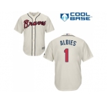 Youth Atlanta Braves #1 Ozzie Albies Cream Cool Base Stitched MLB Jersey