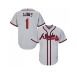 Youth Atlanta Braves #1 Ozzie Albies Grey Cool Base Stitched MLB Jersey